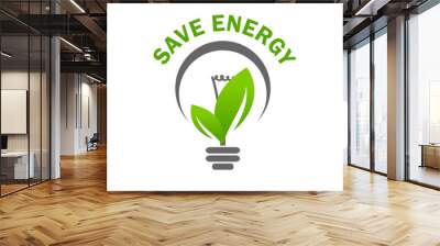 Green leaf light lamp bulb save energy vector icon Wall mural