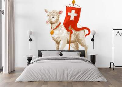 happy easter vector lamb and cross icon Wall mural