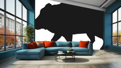 Hog wild boar animal isolated silhouette side view Wall mural