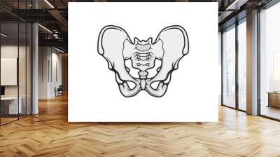 Human skeleton anatomy icon, pelvis bones vector. Body structure element isolated Wall mural