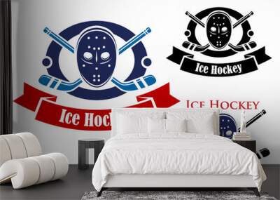 Ice hockey symbols set Wall mural