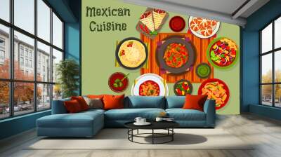 Mexican cuisine traditional lunch dishes icon Wall mural