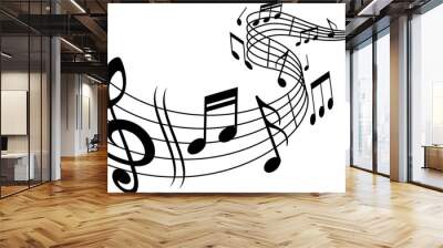 Music melody notes on wave, musical concert Wall mural