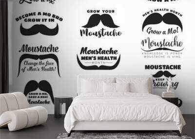 Mustache or moustache. Prostate cancer awareness Wall mural