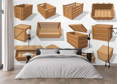 Parcels, pallets and wood crates, wooden boxes Wall mural