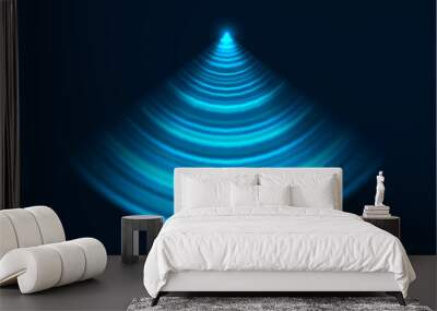 Radar sonar, Wi Fi sensor wave or signal sound scanner, vector blue light effect. Wireless technology digital radar or sonar radial waves for motion detection or Wi Fi connection and radio signal Wall mural