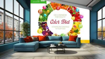 Rainbow color diet vitamins benefits in food Wall mural