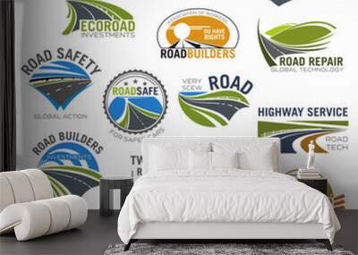 Road, highway and freeway isolated symbol set Wall mural