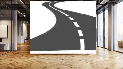 Road asphalt way vector icon, two lane pathway Wall mural