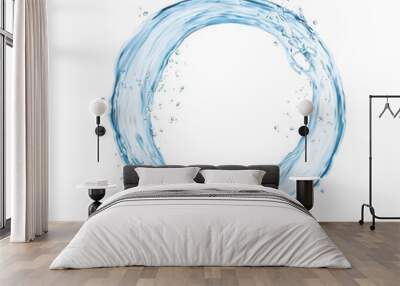 Round water splash Isolated blue liquid frame Wall mural