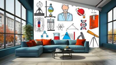 Science items vector sketch icons Wall mural