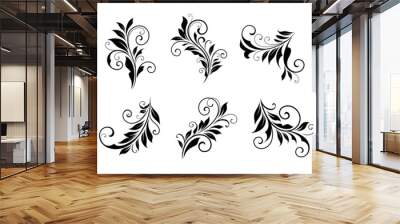 Set of vintage floral elements Wall mural