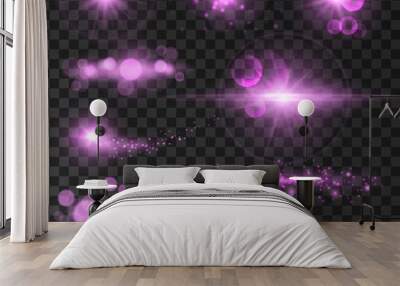 Sparkling light flashes. Lens flare sparkles Wall mural