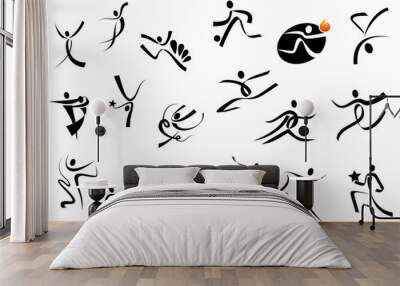 Sportsman and dancer icons Wall mural