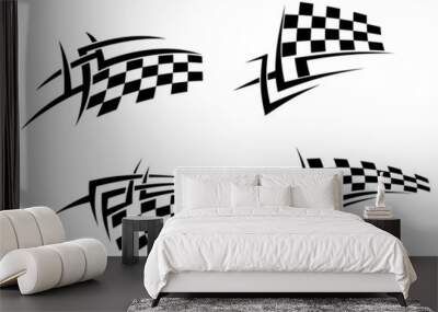 Tribal tattoo with racing flag Wall mural