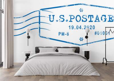 US postage stamp isolated post mark with date Wall mural