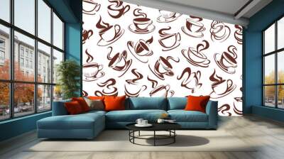 Vector coffee cups pattern seamless background Wall mural