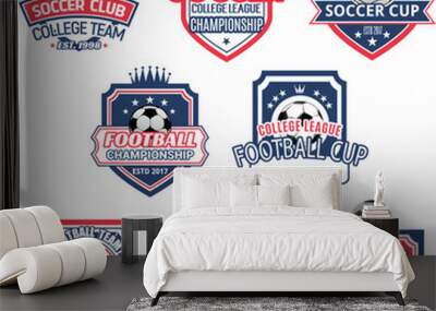 Vector icons for soccer club football team league Wall mural