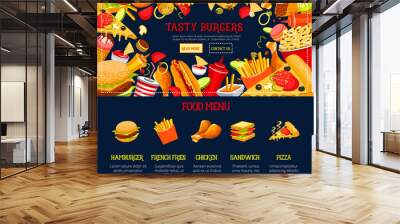 Vector landing page template fast food web site Wall mural