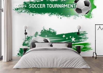 Vector soccer tournament of flying football ball Wall mural