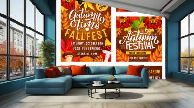 Vector Thanksgiving Day fest posters and banners Wall mural