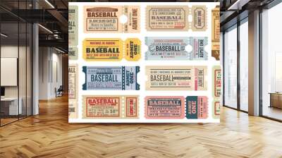 Vintage tickets on baseball game vector templates Wall mural