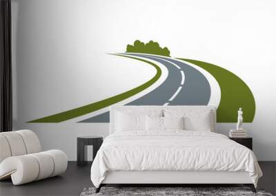 Winding road with green roadside Wall mural