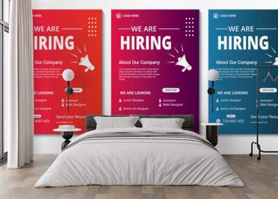 Job Vacancy Flyer Template or  We are hiring flyer design bundle. We are hiring flyer template design.  Job offer leaflet template. Job vacancy flyer poster template design Wall mural