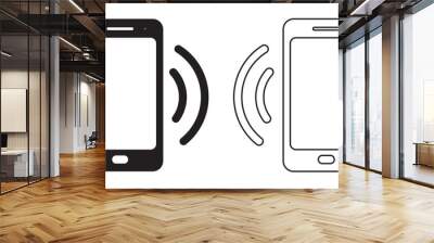 Smartphone, mobile phone vibrating or ringing flat or line icon, vector.  Smartphone ringtone symbols for app, logo, website design. Vibration mode phone icon vector, Cellphone vibrating symbol. Wall mural