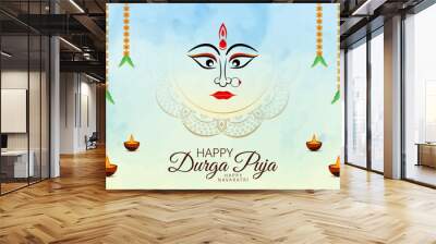 Religious Hindu festival Happy Navratri durga puja  background vector design Wall mural