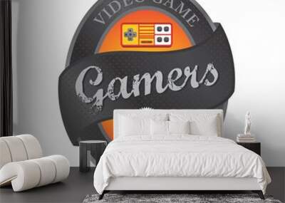 black orange gamers label Wall mural