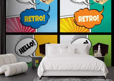 cartoon comic book template Wall mural