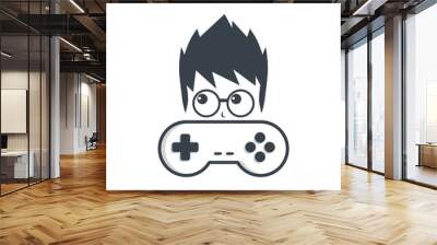 game nerd geek gamer joystick console controller logo Wall mural