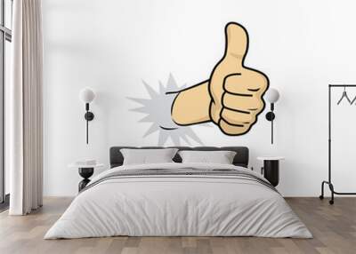 thumb up hand sign gesture cartoon theme Wall mural