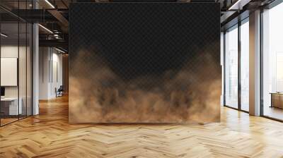 Sandstorm. Dust cloud or sand with flying small particles or stones. Vector illustration isolated on transparent background Wall mural