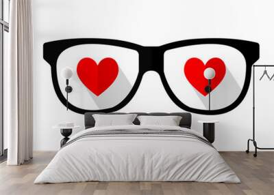 heart love eye glasses optics image vector icon logo Wall mural