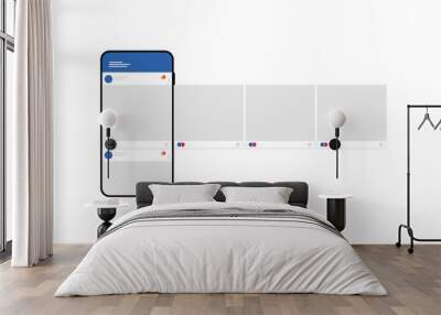 Smartphone with interface carousel post on social network. Wall mural