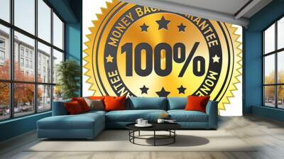 100% money back guarantee label Wall mural