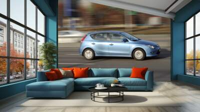 Blue Motion Car Wall mural