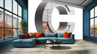 C letter shape created from concrete and briks. AI generated illustration Wall mural