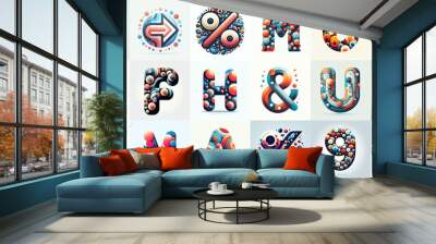 circles shapes Lettering Typeface. AI generated illustration Wall mural