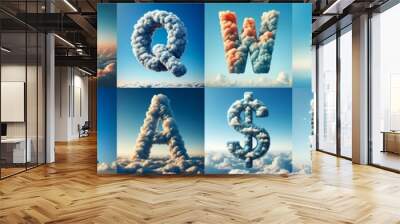 Cloud lettering. AI generated illustration Wall mural