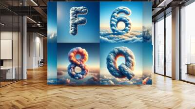 Cloud lettering. AI generated illustration Wall mural