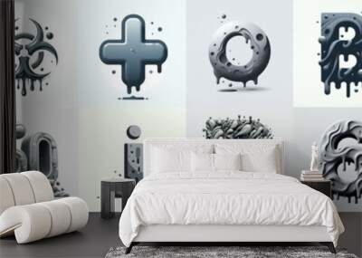 Gray Lettering Typeface. AI generated illustration Wall mural