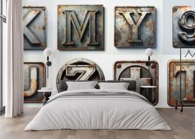 Meatal grange and rusty Lettering Typeface. AI generated illustration Wall mural