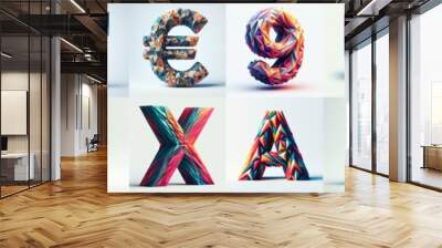 Modern 3D lettering blends Trianglify colors. AI generated illustration Wall mural