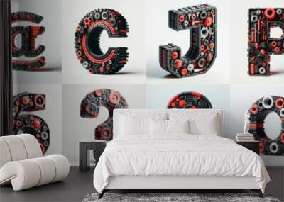 plastic toys blocks 3D Lettering Typeface. AI generated illustration Wall mural