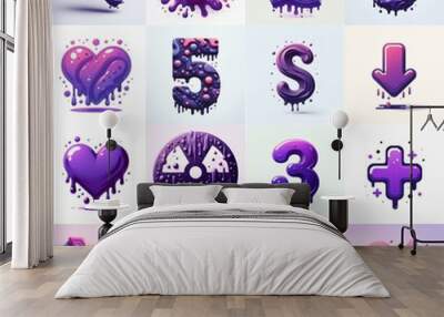 Purple Lettering Typeface. AI generated illustration Wall mural