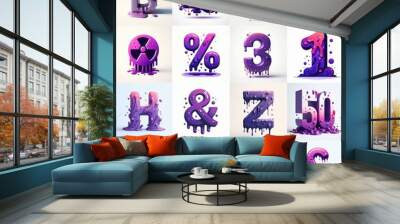 Purple Lettering Typeface. AI generated illustration Wall mural