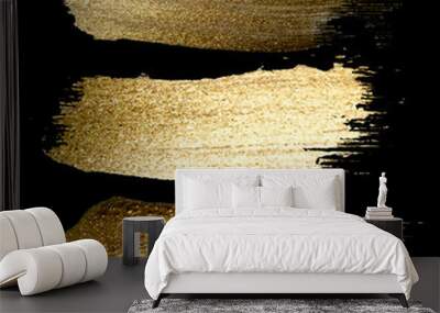 Hand drawing gold brush stroke. Abstract gold paint brush stroke design element. Wall mural